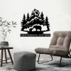 Personalized Nature Wildlife Mountain Bear Family Metal Sign, Custom Bear Led Lights Wall Art, Bears Steel Sign Monogram, Bears Wall Decor Metal Sign