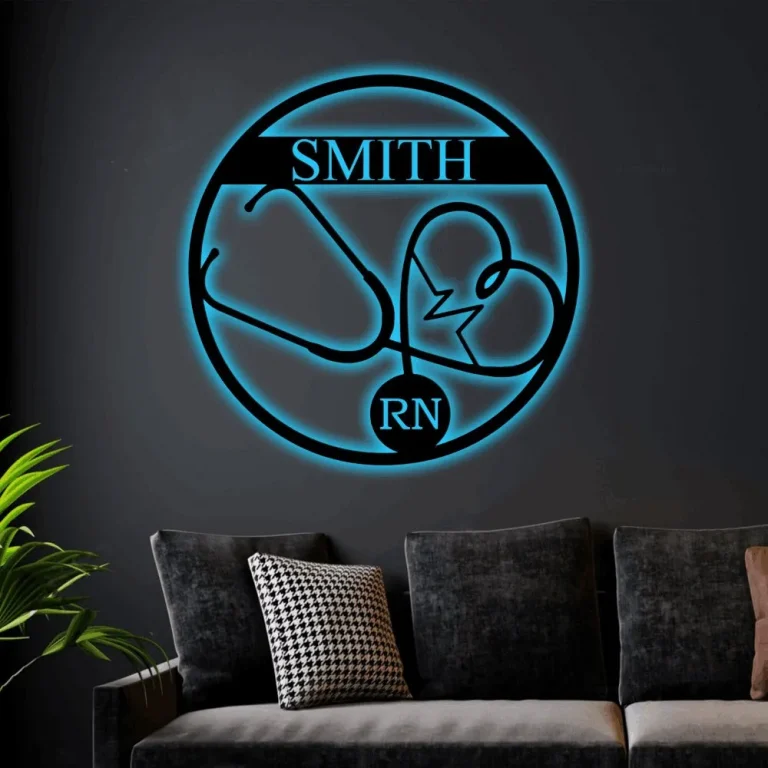 Personalized Nurse Sign With Led Lights, Hospital Sign, Custom Doctor Sign, Rn Sign, Np Sign, Medical Wall Art, Medical Gift, Nurse Gift, Doctor Gift