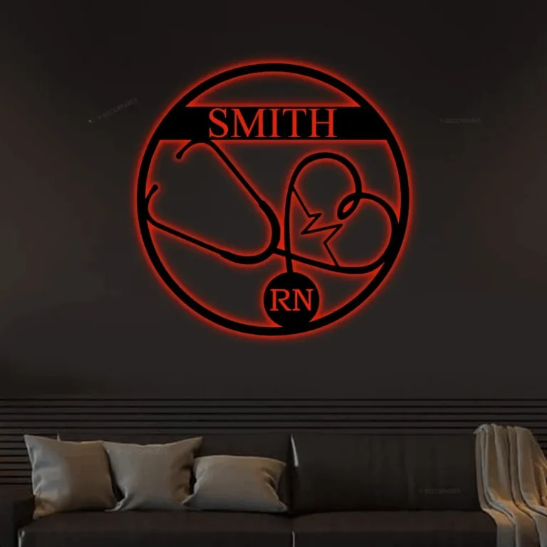 Personalized Nurse Sign With Led Lights, Hospital Sign, Custom Doctor Sign, Rn Sign, Np Sign, Medical Wall Art, Medical Gift, Nurse Gift, Doctor Gift