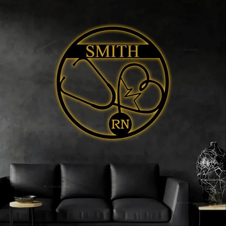 Personalized Nurse Sign With Led Lights, Hospital Sign, Custom Doctor Sign, Rn Sign, Np Sign, Medical Wall Art, Medical Gift, Nurse Gift, Doctor Gift