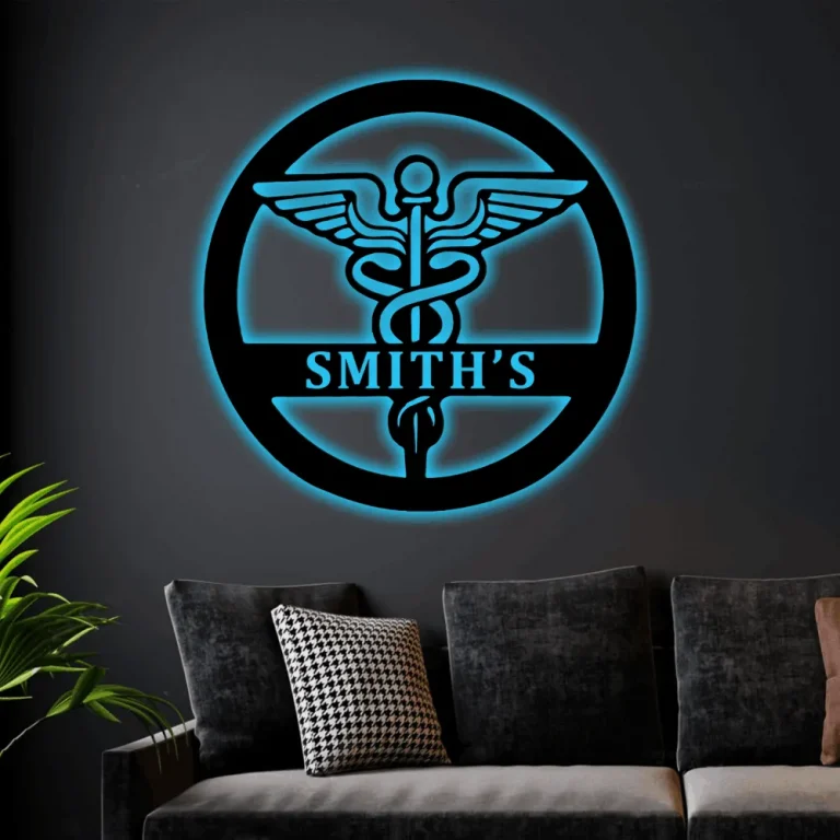 Personalized Nurse Steel With Led Lights Sign Gift For New Nurse Monogram Health Care Clinic Wall Sign Custom Doctor House Wall Decor