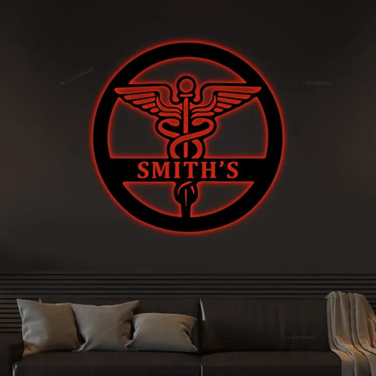 Personalized Nurse Steel With Led Lights Sign Gift For New Nurse Monogram Health Care Clinic Wall Sign Custom Doctor House Wall Decor