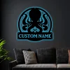 Personalized Octopus Metal Sign Art With Led Lights, Custom Octopus Metal Sign, Octopus Gifts Funny, Hobbie Gift, Animal Custom