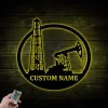 Personalized Oil Rig Metal Sign With Led Lights, Oil Field Custom Metal Sign, Driller Metal Custom Name Gift, Oil Field Worker Metal Wall Art