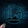 Personalized Oil Rig Metal Sign With Led Lights, Oil Field Custom Metal Sign, Driller Metal Custom Name Gift, Oil Field Worker Metal Wall Art