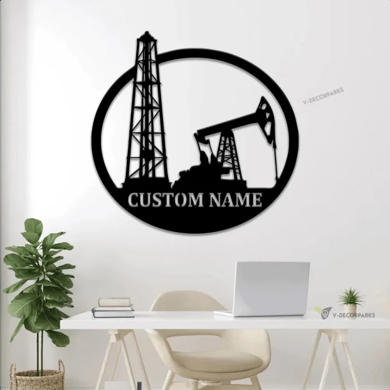 Personalized Oil Rig Metal Sign With Led Lights, Oil Field Custom Metal Sign, Driller Metal Custom Name Gift, Oil Field Worker Metal Wall Art