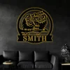 Personalized Owl Metal Sign With Led Lights, Owl Monogram Wall Art, Nursery Decor, Owl Metal Wall Hanging, Owl Gift, Owl Decor