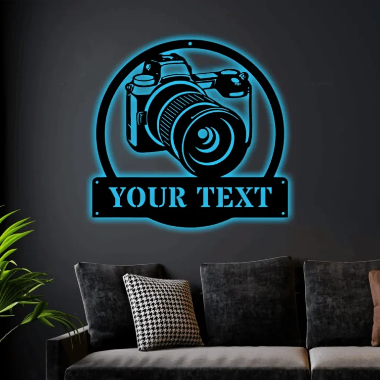 Personalized Photographer Monogram Metal Sign Art With Led Lights, Custom Photographer Metal Sign, Hobbie Gifts, Sport Gift, Birthday Gift