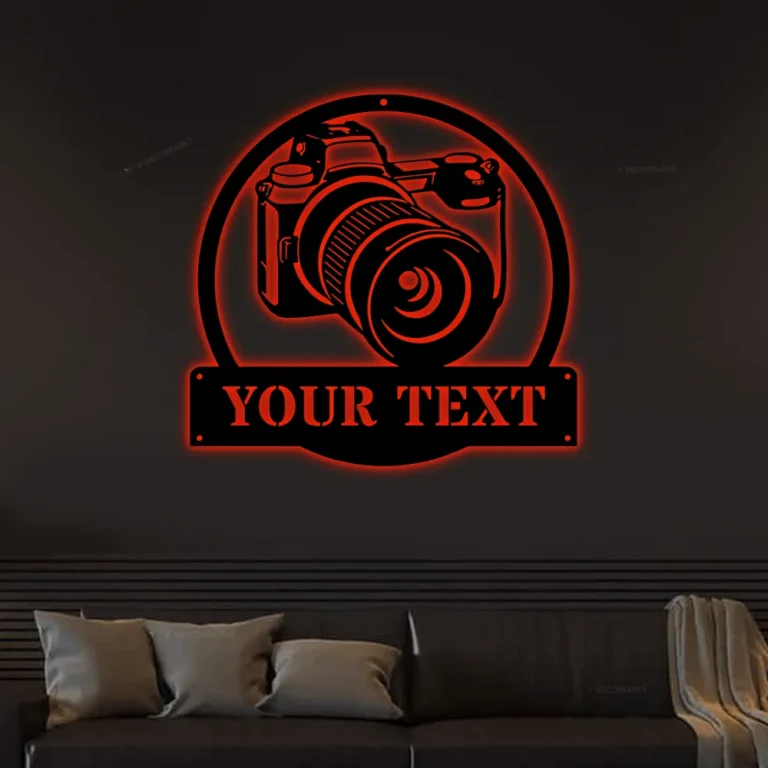 Personalized Photographer Monogram Metal Sign Art With Led Lights, Custom Photographer Metal Sign, Hobbie Gifts, Sport Gift, Birthday Gift