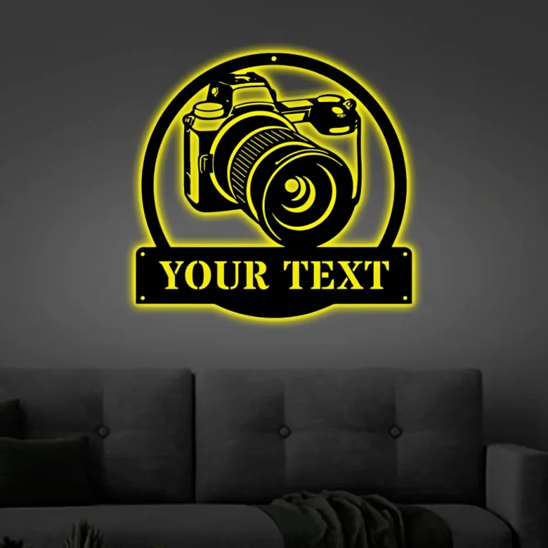 Personalized Photographer Monogram Metal Sign Art With Led Lights, Custom Photographer Metal Sign, Hobbie Gifts, Sport Gift, Birthday Gift