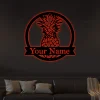 Personalized Pineapple Metal Sign With Led Lights, Housewarming Gift - Personalized Metal Sign, Custom Metal Decor, Metal Sign, Pineapple Decor