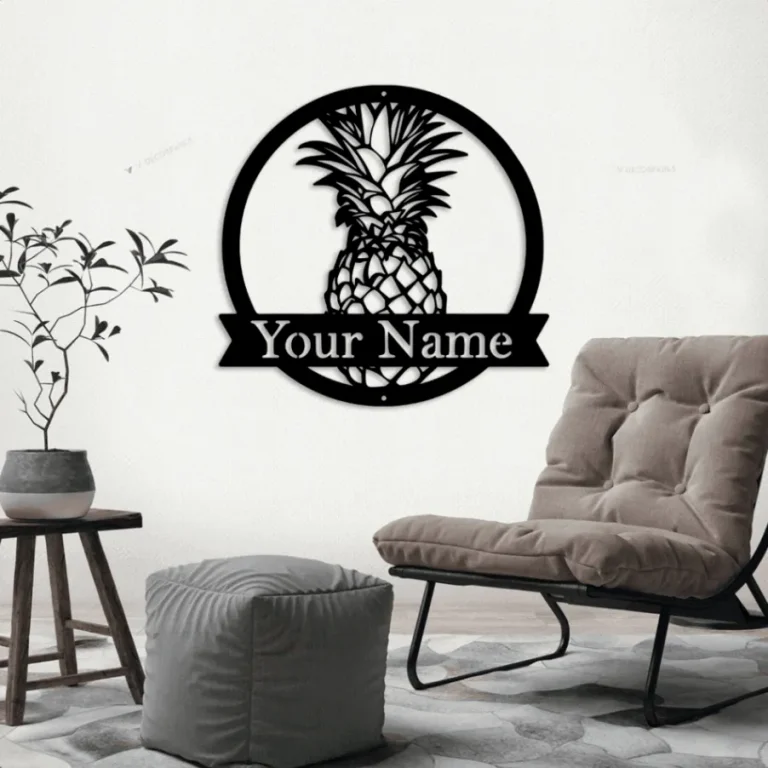Personalized Pineapple Metal Sign With Led Lights, Housewarming Gift - Personalized Metal Sign, Custom Metal Decor, Metal Sign, Pineapple Decor