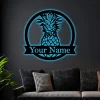 Personalized Pineapple Metal Sign With Led Lights, Housewarming Gift - Personalized Metal Sign, Custom Metal Decor, Metal Sign, Pineapple Decor