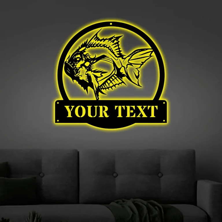 Personalized Piranha Fish Metal Sign Art With Led Lights, Custom ...