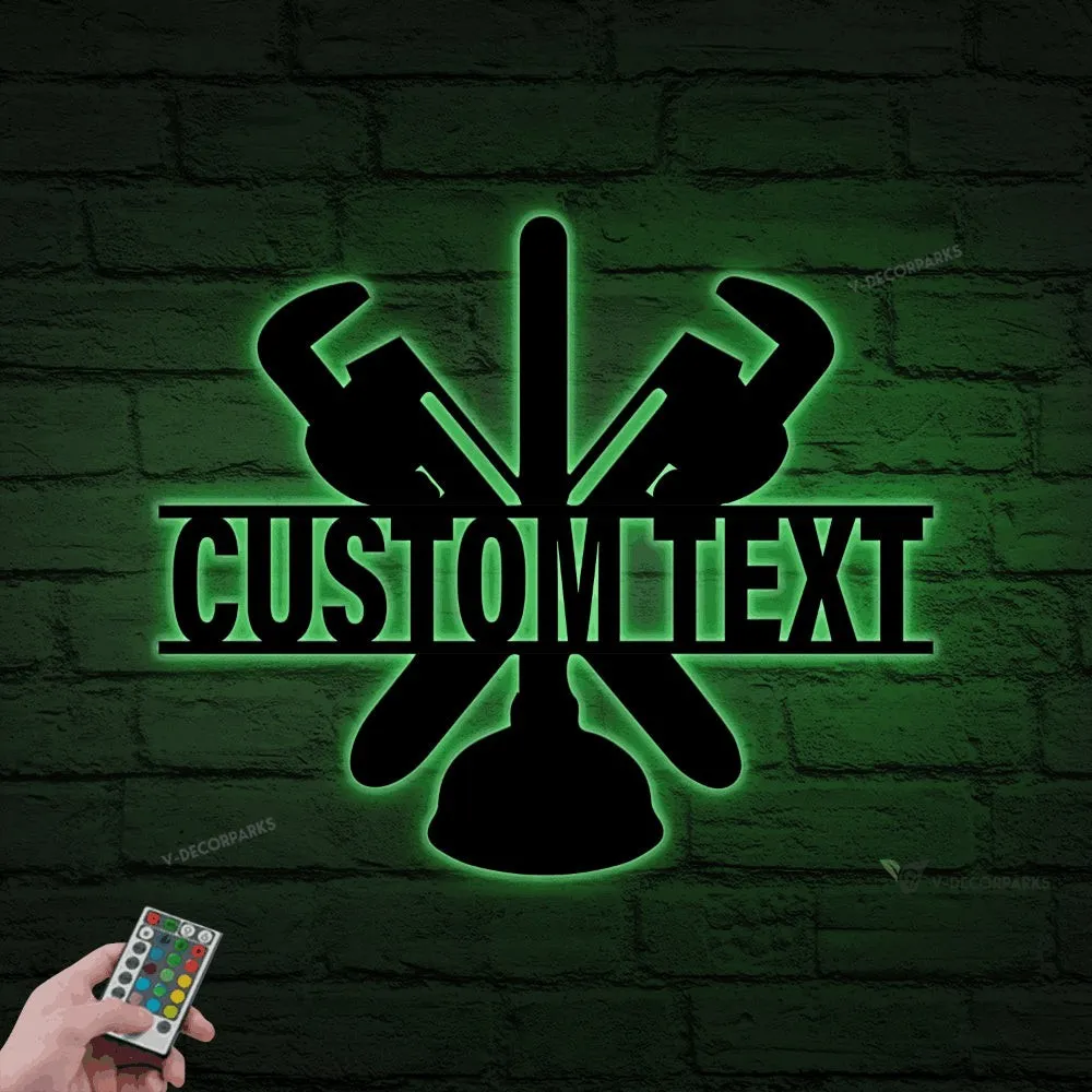 Personalized Plumber Tools Metal Wall With Led Lights, Plumber Dad Gift, Gift For Dad, Daddy's Tools Sign, Mancave Decor, Gift For Plumber