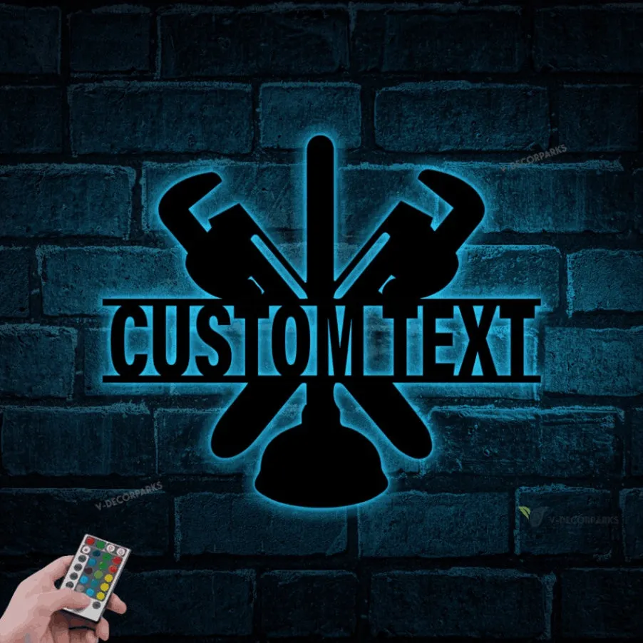 Personalized Plumber Tools Metal Wall With Led Lights, Plumber Dad Gift, Gift For Dad, Daddy's Tools Sign, Mancave Decor, Gift For Plumber