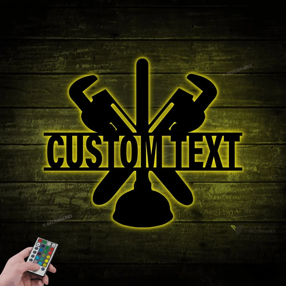 Personalized Plumber Tools Metal Wall With Led Lights, Plumber Dad Gift, Gift For Dad, Daddy's Tools Sign, Mancave Decor, Gift For Plumber