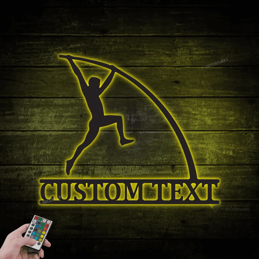 Personalized Pole Vaulter Metal Sign With Led Lights, Pole Vaulter Gift, Gift For Pole Vaulter, Wall Hanging, House Decor, Wall Hanging