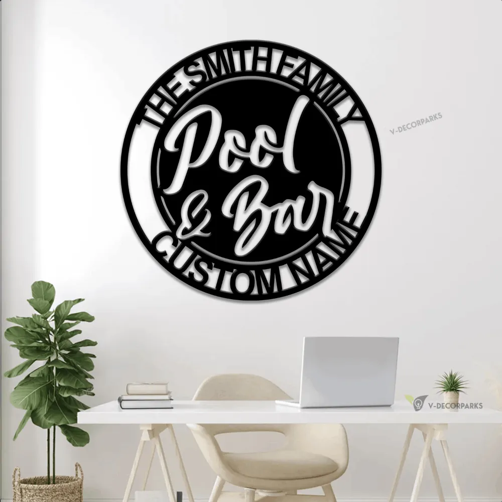 Personalized Pool And Bar Sign With Led Lights, Pool Led Sign, Bar Decor, Swimming Pool Sign, Family Pool Decor, Custom Bar Signs