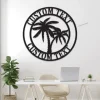 Personalized Pool Palm Tree Metal Wall Art With Led Lights, Custom Family Palm Tree Pool Family Name Metal Sign, Swimming Pool, Backyard Pool Decor