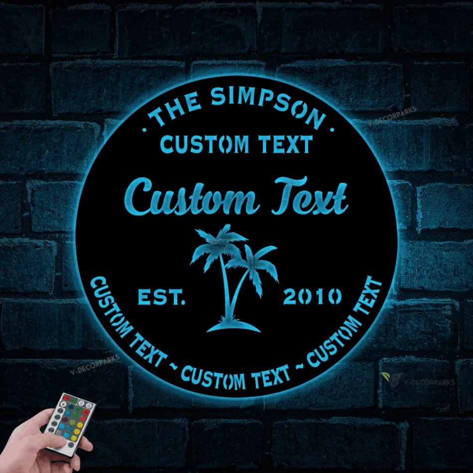 Personalized Poolside Paradise Signs With Led Lights, Paradise Sign, Outdoor Bar With Lights, Pool Signs For Outdoor, Swimming Pool Sign