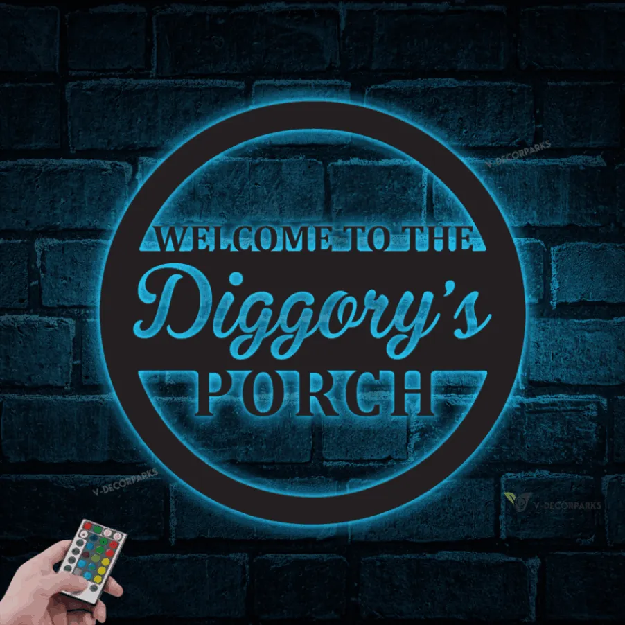 Personalized Porch Metal Sign With Solar Led Lights, Welcome To Porch, Outdoor Decor, Patio Sign, Backyard Decor, Porch Sign, Wall Hanging