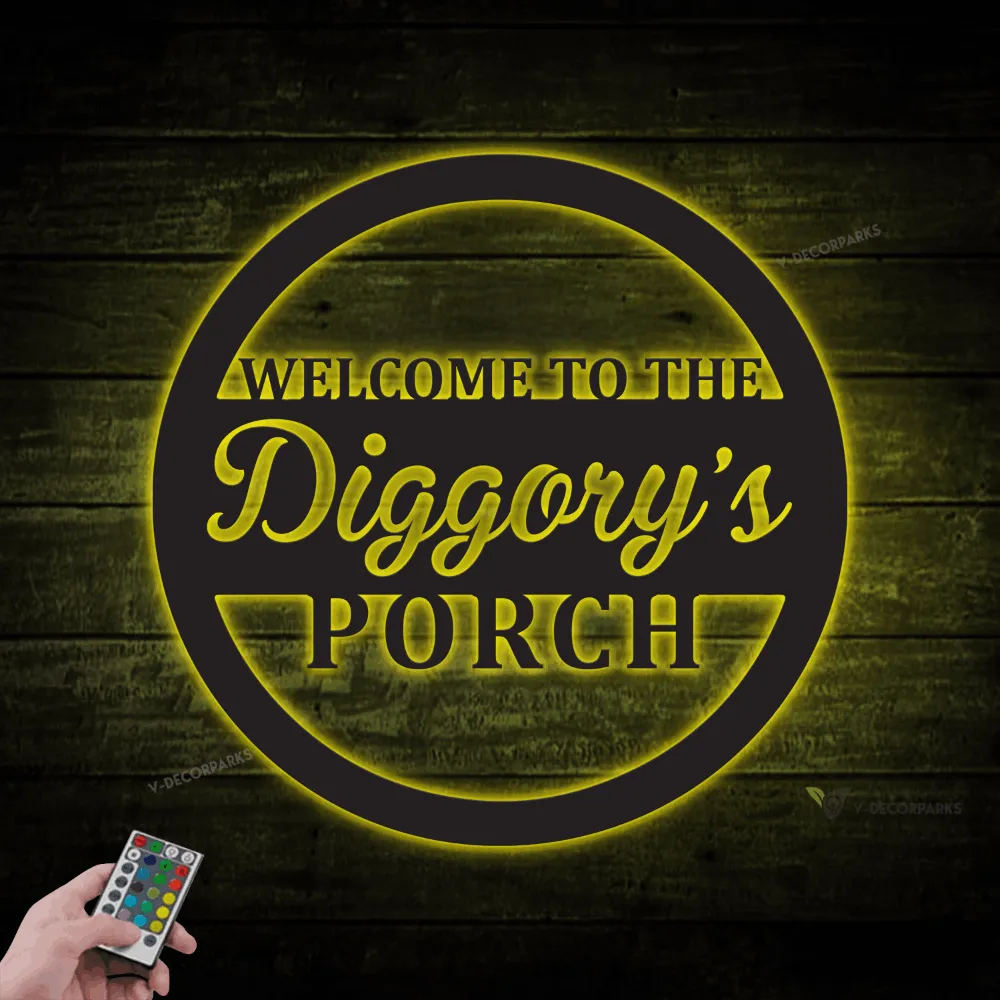 Personalized Porch Metal Sign With Solar Led Lights, Welcome To Porch, Outdoor Decor, Patio Sign, Backyard Decor, Porch Sign, Wall Hanging