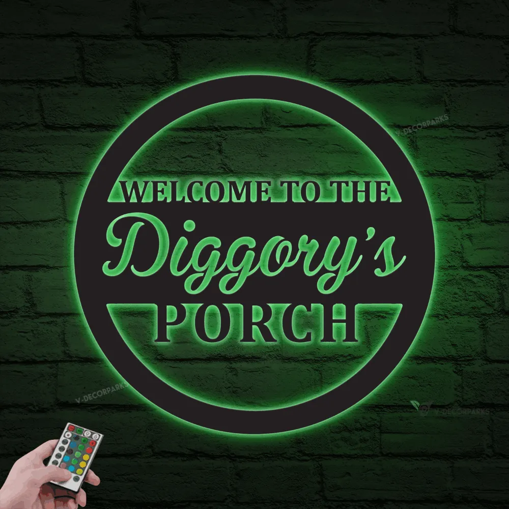 Personalized Porch Metal Sign With Solar Led Lights, Welcome To Porch, Outdoor Decor, Patio Sign, Backyard Decor, Porch Sign, Wall Hanging