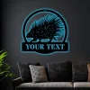 Personalized Porcupine Monogram Metal Sign Art With Led Lights, Custom Porcupine Metal Sign, Hobbie Gifts, Animal Gift, Birthday Gift