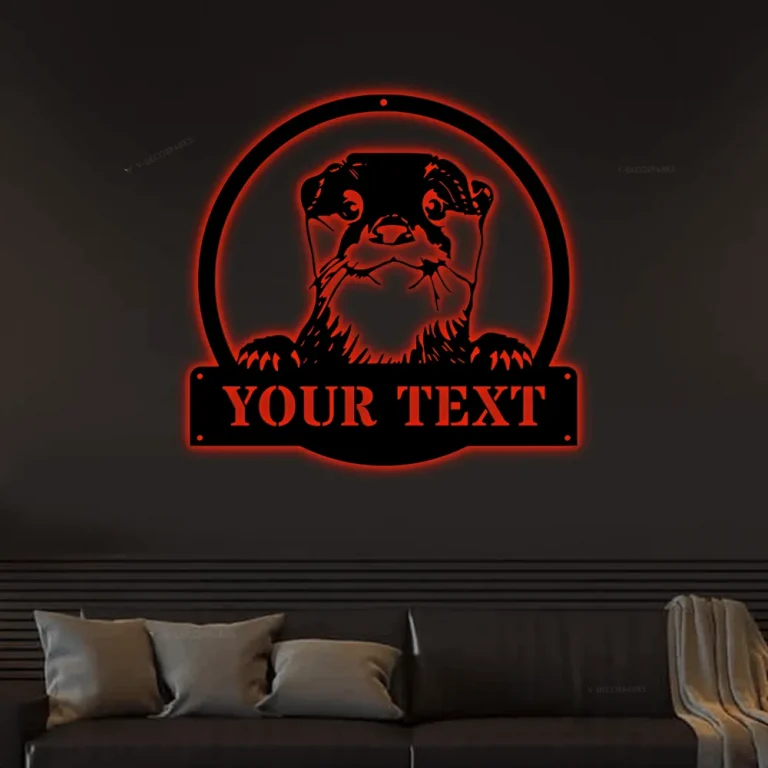 Personalized River Otter Metal Sign Art With Led Lights, Custom Otter Metal Sign, Personalized Otter Sign, Birthday Gift, Otter Gifts, Otter Sign