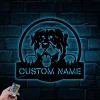 Personalized Rottweiler Dog Metal Sign With Led Ligths, Rottweiler Dog Name Sign, Dog Name Decor, Dog Lover Gifts, Rottweiler Dog Signs