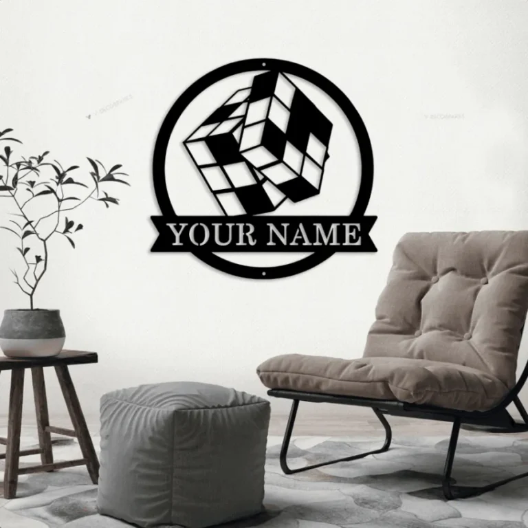 Personalized Rubiks Metal Sign Art With Led Lights, Custom Rubiks Cut Metal Sign Hobbie Gifts Sign Decoration Birthday Gift