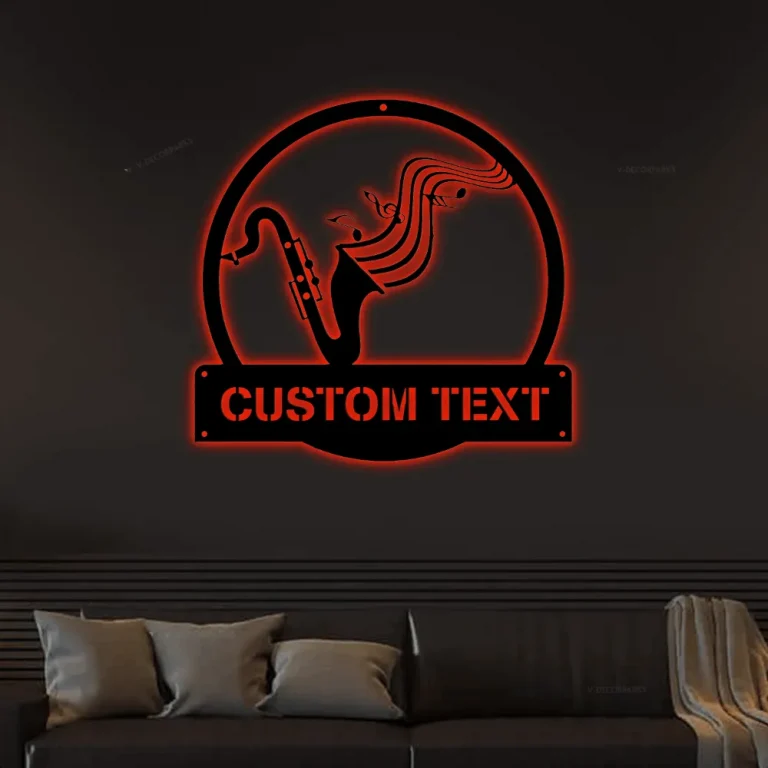 Personalized Saxophone Metal Sign Art With Led Lights, Custom Saxophone Metal Sign, Saxophone Gifts For Men, Saxophone Gift, Musical Instrument Gift