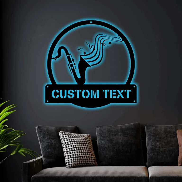 Personalized Saxophone Metal Sign Art With Led Lights, Custom Saxophone Metal Sign, Saxophone Gifts For Men, Saxophone Gift, Musical Instrument Gift