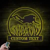 Personalized Scuba Diver Metal Wall With Led Lights, Custom Scuba Diving Metal Sign, Beach Wall Art, Cabin Decor, Custom Family Name, Diving Area Sign