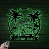 Personalized Surfing Van Metal Sign With Led Lights, Vintage Summer, Palm Tree Surfing Beach Decor, Surf Board Metal Wall Art