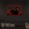 Personalized Swimming Swan Name With Led Lights Metal Sign, Unique Swan Sign For Front Yard, Custom Swan Garden Decor, Custom Garde Swan Metal Sign