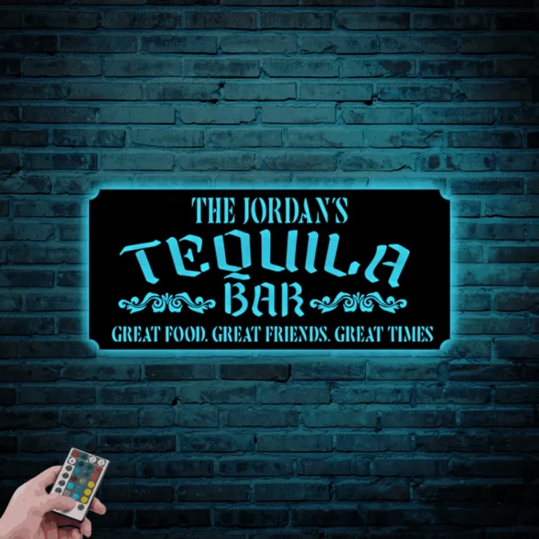 Personalized Tequila Bar Metal Sign With Led Lights, Metal Bar Sign Tequila Bar Sign