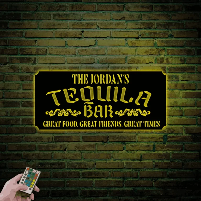 Personalized Tequila Bar Metal Sign With Led Lights, Metal Bar Sign Tequila Bar Sign