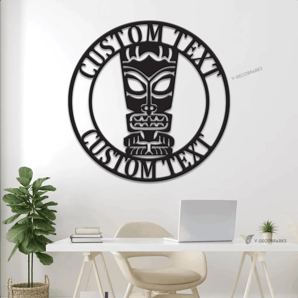 Personalized Tiki Metal Sign With Led Lights, Beach Bar Sign Art, Living Room Decor, Unique Gift, Tiki Bar Decor