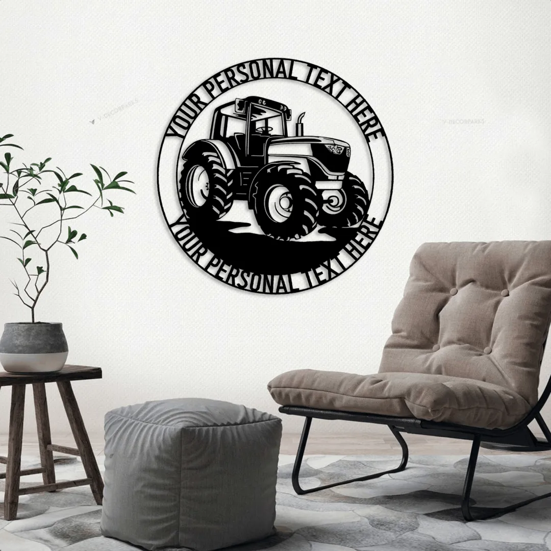 Personalized Tracktor Led Lights Metal Sign With Your Custom Text, Custom Gift For Tracktor Driver, Heavy Machinery Wall Decor, Tracktor Wall Art
