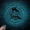 Personalized Train Metal Sign With Led Lights, Train Name Sign Metal Wall Decor Custom Train Station Sign Railroad Sign Railway Sign Train Decor