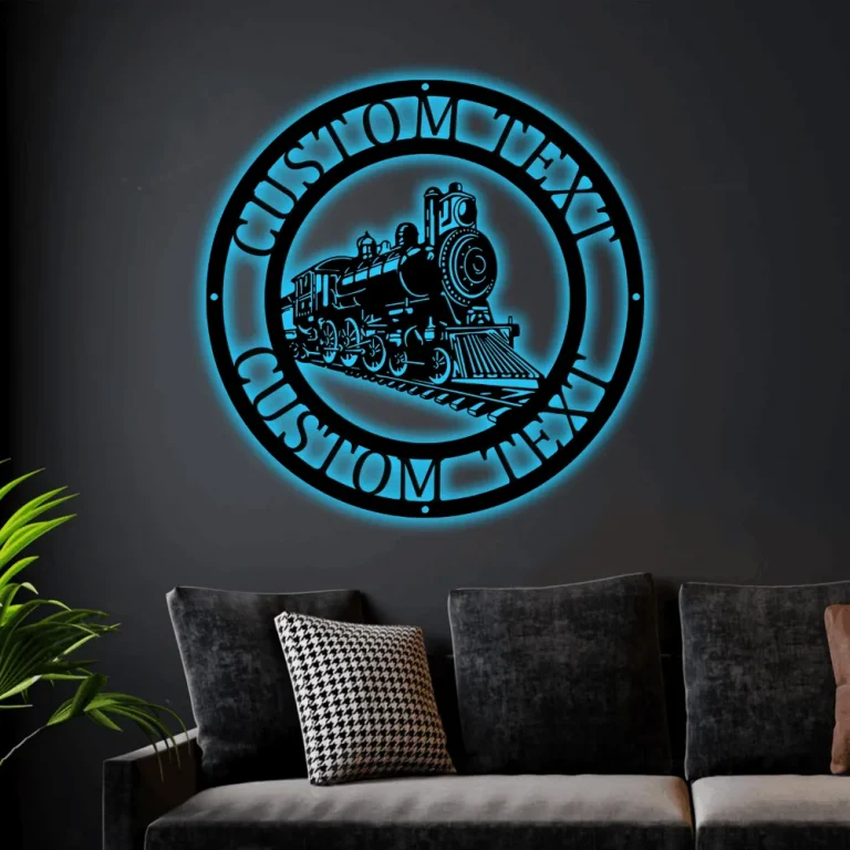 Personalized Train Sign With Led Lights, Train Conductor Gift, Train Driver Gift, Train Metal Sign, Custom Train Sign, Metal Wall Decor, Railway Decor