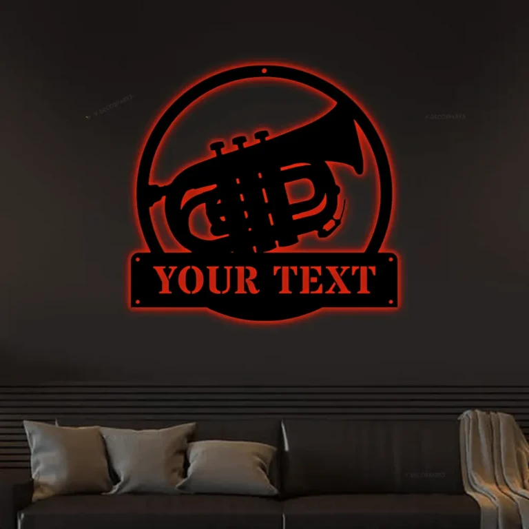 Personalized Tuba Music Monogram Metal Sign Art With Led Lights, Custom Tuba Music Monogram Metal Sign, Tuba Music Gifts For Men, Musical Instrument