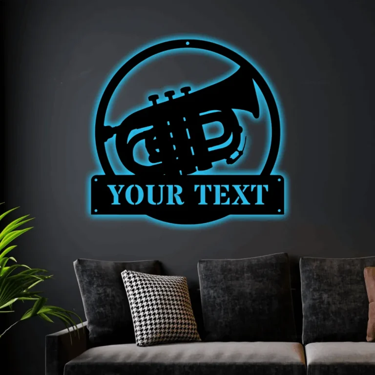 Personalized Tuba Music Monogram Metal Sign Art With Led Lights, Custom Tuba Music Monogram Metal Sign, Tuba Music Gifts For Men, Musical Instrument