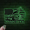 Personalized Us Flag Excavator Metal Wall Led Lights, Man Cave Decor, Custom Excavator Driver Sign, Construction Monogram, American Flag Sign