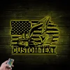 Personalized Us Flag Excavator Metal Wall Led Lights, Man Cave Decor, Custom Excavator Driver Sign, Construction Monogram, American Flag Sign