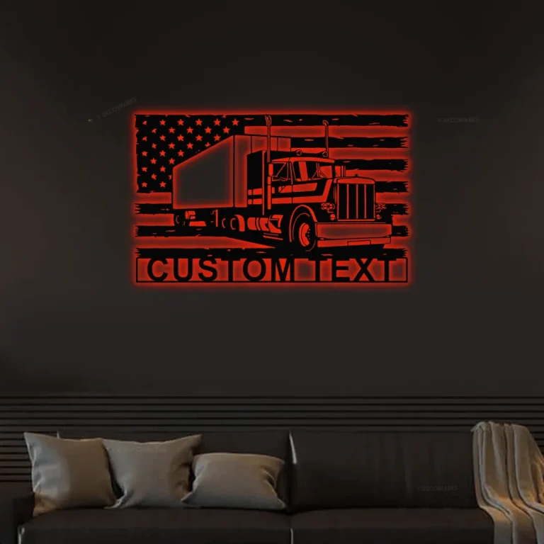 Personalized Us Trailertruck Led Lights With Your Custom Text Personal Truck Owner Gift Truck Driver Wall Decor Gift Trucker Wall Art Gifts