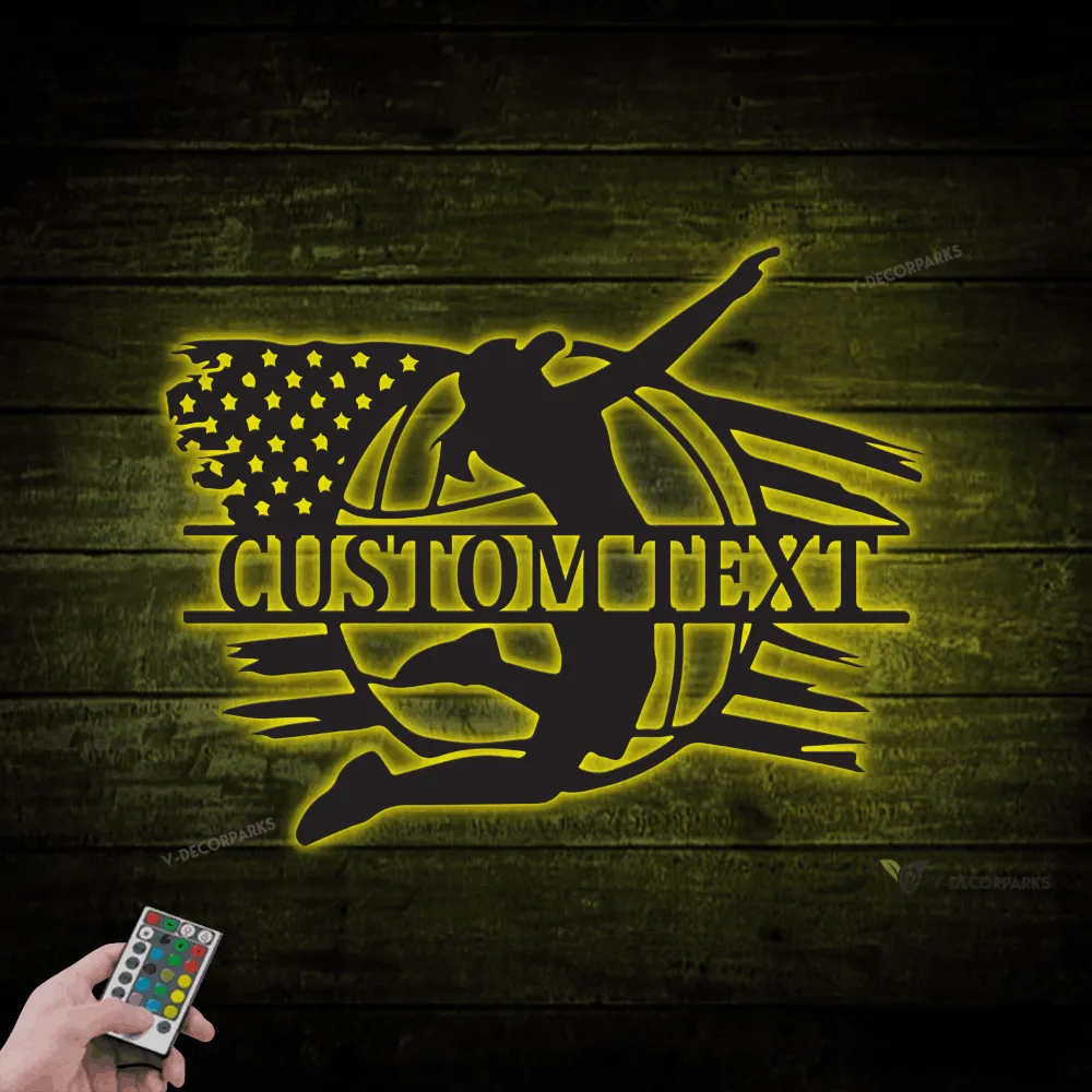 Personalized Us Volleyball Gift For Girls, Volleyball Metal Sign With Led Lights, Coach Sign, Sports Decor, Sport Metal Wall Art, Home Decor