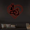 Personalized Wedding Rings Of Love Wall Decor Wedding Gift, Wedding Name With Led Lights Sign Gift, Custom New Married Name Steel Sign Monogram Gift